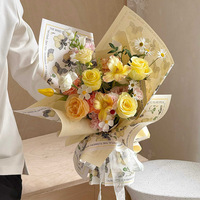 Papier d'emballage pour fleurs coréen imperméable, imprimé à la main avec des orchidées Phalaenopsis, papier d'emballage pour bouquets, fournitures pour fleuristes, vente en gros