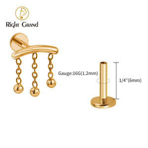 F136 anneau Labret en titane, Piercing, croix plate, haut fileté à l'intérieur, boucles d'oreilles, Cartilage, Tragus, bijoux - Product Image 6