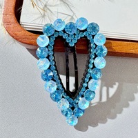 Pinces à cheveux en cuir souple avec strass en forme de cœur creux, épingles à cheveux tendance et exquises, accessoires pour bébés, vente en gros