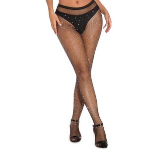 Ultimi Collant Sexy Traforati a Rete per Donne Mature, Slim Fit, Neri con Strass - Product Image 4