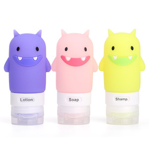 การ์ตูนน่ารักซิลิโคนกันรั่วซึมยาฆ่าเชื้อโลชั่นสำหรับมือ FDA 60 มลชุดขวดเก็บของสำหรับเดินทาง - Product Image 5