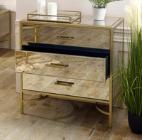 Miroir de couloir SWT, meuble, console en bois et métal doré antique, table miroir, mesa