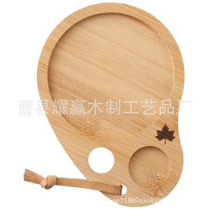 Plateau à steak en bambou avec compartiment pour sauce, planche de service suspendue pour viande et légumes, couleur bois naturel - Product Image 3