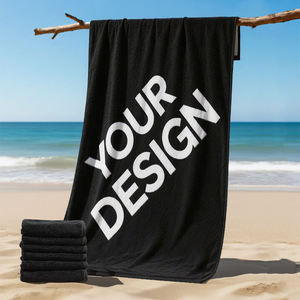 Hot Bán Cá Nhân Sợi Nhỏ Bãi Biển Khăn Tùy Chỉnh Thiết Kế Phản Ứng In Lớn Jacquard Logo Bông Velour Khăn Tắm - Product Image 1