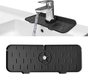 Tapis anti-éclaboussures en silicone pour <span class=keywords><strong>robinet</strong></span>, tapis de drainage pour évier, auto-drainant, qualité alimentaire, flexible, compatible <span class=keywords><strong>lave</strong></span>-<span class=keywords><strong>vaisselle</strong></span>, 37 cm - Product Image 1