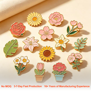Pin de Solapa Personalizado de Metal Duro de Alta Calidad con Diseño Floral, Regalos y Souvenirs Esmaltados para Negocios, Directo de China - Product Image 1