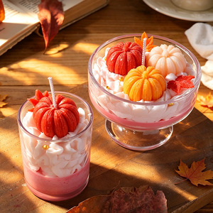 Vela Aromática con Aroma a Calabaza en Vaso de Vidrio Esmerilado, Decoración de Escritorio para Halloween con Ambiente Otoñal - Product Image 5