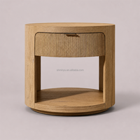 Table d'appoint ronde en bois de luxe avec tiroir, style américain, table basse moderne, meubles de salon