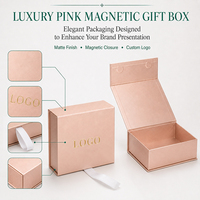 Caja de Regalo Magnética Rosa de Lujo Personalizada, Empaque de Papel Rígido Plegable con Cinta y Logotipo para Regalos de Cosméticos, OEM ODM