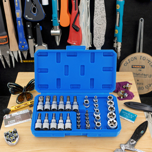 19/29/34ชิ้นชุดซ็อกเก็ตแบบกด CR-V <span class=keywords><strong>5</strong></span>/16 "F 3/8" M อะแดปเตอร์บิตตัวไขควง Torx บิตเครื่องมือเจาะรูแบบแข็ง - Product Image 6