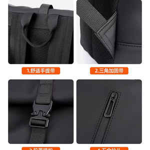 Stylish Roll Top Men's Backpack Lightweight Laptop <strong>Bag</strong> for <strong>College</strong> <strong>Students</strong> Casual Travel Custom Logo Factory Wholesale - Product Image 3