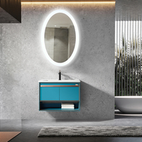Cermin Kamar Mandi Modern Tanpa Bingkai dengan Lampu LED di Belakang Bentuk Oval Lampu Belakang Sakelar Sensor Sentuh Suhu Warna yang Dapat Disesuaikan IP44