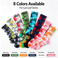Chaussettes mi-mollet personnalisées en tie-dye à motif feuille d'érable pour hommes et femmes, chaussettes de sport décontractées tendance en tricot, vente en gros