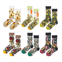 Chaussettes légères en nylon pour femme, longueur mi-mollet, motif floral, respirantes et tricotées, pour usage quotidien en toutes saisons