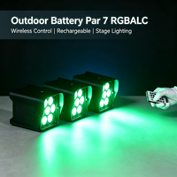 Projecteur PAR 7x20W RGBALC à batterie pour extérieur, système de charge intégré, DMX sans fil, éclairage de scène LED étanche IP65