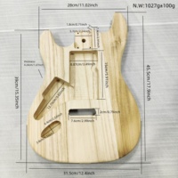Corps de guitare électrique ST pour gaucher, en bois de Paulownia, non fini, à peindre soi-même, pièces semi-finies pour le dos et le côté.