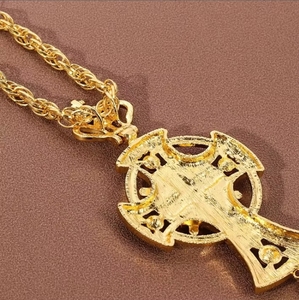 Grande Collana con Pendente a Croce Ortodossa in Lega di Zinco Placcata Oro, Stile Vintage, Gioiello Religioso Cristiano da Donna, Regalo KB - Product Image 6