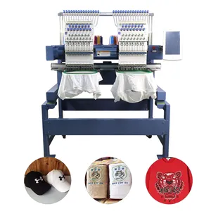 single double head embroidery machine prices with 9 12 15 colors flat garment cap towel monogram machine
