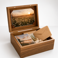 Boîte de rangement décorative personnalisée en gros, cadre photo, conteneur à souvenirs pour conserver les photos de mariage, lettres, cadeau d'anniversaire de couple