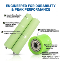Rouleau en aluminium avec revêtement PU personnalisé, avec roulement, résistant à l'usure, en polyuréthane, pour convoyeur