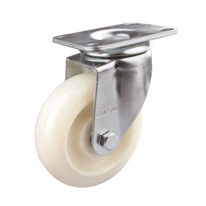 Medium Wit <span class=keywords><strong>Nylon</strong></span> Wiel Platte Bodem Hand Push Sleepkar Universeel Industrieel <span class=keywords><strong>Nylon</strong></span> Wiel Met Activiteit Caster Wielen - Product Image 1