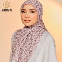 45 Bawal Coton Impression Numérique Ethnique Bandanas Carré Mode Hijab Musulman Écharpe Châle Arcs Conception Personnalisée Taille Usine
