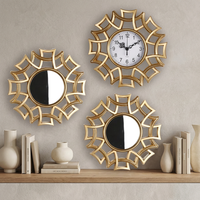 3 pièces, horloge murale décorative de salle de bain élégante et luxueuse de style européen, cadre en or antique, horloge murale ronde créative vintage