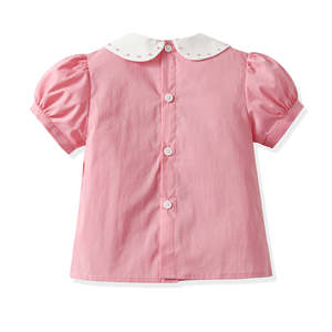 Ensemble deux pièces pour nouveau-nés filles, smocking de haute qualité, polyester/coton écologique, broderie florale, manches bouffantes, tous les vêtements - Product Image 4