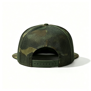 Wholesale Unisex Woodland <b>Camo</b> Canvas Mesh Back Flat Brim Snapback Hat Adjustable Outdoor Streetwear Snapback <b>Cap</b> - Product Image 6