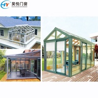 Véranda en verre avec structure en aluminium pour l'extérieur, maison d'été autonome pour jardin, maison en verre à haute isolation pour cour arrière ou villa