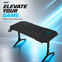 Bureau de jeu Aor Esports 2026 moderne de haute qualité en fibre de carbone noire avec éclairage LED