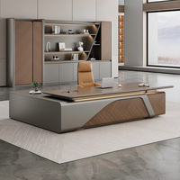 Bureau de direction de luxe durable et écologique avec texture 3D, finition Taiho haute brillance, dureté 3H, charge sans fil, pour PDG et dirigeants