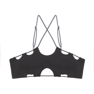 Conjunto de lencería sin costuras con tiras cruzadas, transpirable, ultrafino, sujetador sin tirantes y bragas. - Product Image 4