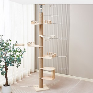 Solid Wood <strong>Cat</strong> Tower with Sisal <strong>Posts</strong> <strong>Large</strong> Ceiling <strong>Cat</strong> Tree with Condo &amp; <strong>Scratching</strong> Areas - Product Image 2