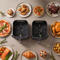 Friteuse à air numérique à double panier 3000W 12L avec écran tactile, fonctions de cuisson et de rôtissage, design carré de luxe pour usage domestique