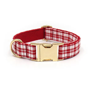 Huisdierbenodigdheden 2025 Verschillende Kleuren Checker Hondenhalsband Hardware Polyester Op Maat Gemaakte Hondenhalsbanden Klassiek Geruit Hondenhalsband - Product Image 6