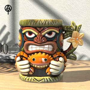 Taza de Cóctel Hawaiana de Porcelana Personalizada al por Mayor, Taza <span class=keywords><strong>Tiki</strong></span> de Cerámica Única con Forma de Cangrejo para Bar de Playa, Restaurante de Mariscos, Fiesta, Comida - Product Image 4