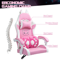 Fauteuil inclinable rose mignon chaise d'ordinateur en cuir pivotante réglable chaise de jeu chaise d'ordinateur de bureau de massage pour enfants filles