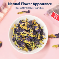 Sachets de thé aux fleurs de pois papillon bleues séchées, sachets de thé pyramidaux floraux naturels, boisson aux herbes changeant de couleur, 1,5g*30 sachets par pochette