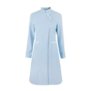 Uniforme de enfermeira azul claro, bolas personalizadas, logotipo personalizado, de alta qualidade, para médicos hospital, feminino