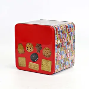 Wholesale Custom Metal Cookie Tin Box For Gift Candy Cookie Package Tin With Lid