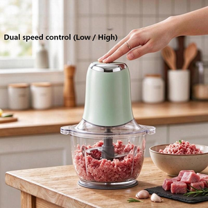 Robot culinaire multifonction 300W, hachoir à viande, <span class=keywords><strong>lame</strong></span> en acier inoxydable, bol en verre de 1,3L, hachoir électrique pour légumes pour la cuisine - Product Image 4