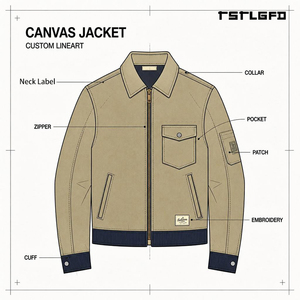 Custom LOGO Men Denim <b>Canvas</b> Waterproof Eco-Friendly Winter Unisex 260gsm Stand Collar Blank Zip Front Washed Oversized <b>Jacket</b> - Product Image 3