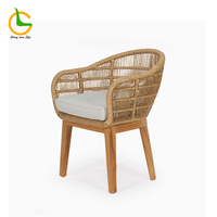 Canapé d'extérieur moderne en teck avec coussins en corde synthétique et acrylique pour jardin, salle à manger, hôtels, cuisine, ferme, appartement, salon