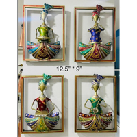 Décoration murale en métal artisanal, design Art Déco, finition émail peinte à la main, cadre en bois rustique, Diwali moderne, respectueux de l'environnement
