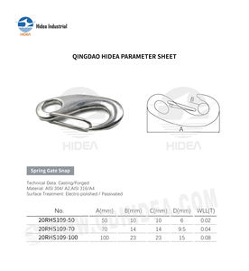 HIDEA Mosquetón de resorte autoblocante de 50 mm a 100 mm, de acero inoxidable 304 316 pulido, forma ovalada, para correa, etiqueta de mascota, clip rápido - Product Image 2