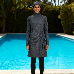 Maillot de bain musulman 3 pièces pour femmes Maillot de bain burkini à couverture complète avec casquette Hijab Costume modeste - Product Image 2