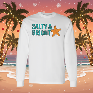 Salty & <b>Bright</b> Starfish Long Sleeve <b>T</b>-<b>Shirt</b> Coastal Christmas Design - Product Image 3