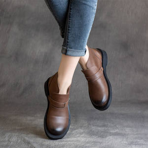 Nouvelles Bottines Martin pour Femme, Style Britannique Rétro, en Cuir de Vachette, à Talon Plat, Montantes, avec Fermeture Élastique - Product Image 2