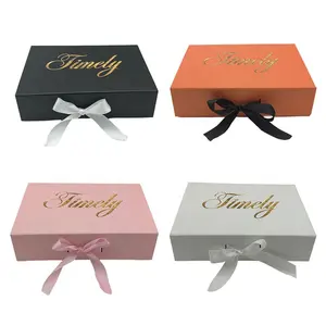 Factory Custom Luxury Black Jacket Clothing Retail Packaging Folding Box Gift Boxes With Ribbon Folded Magnetic Box